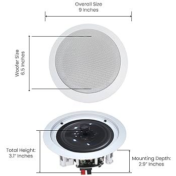 スピーカー 6IN Ceiling Speaker 8Ohm White Amazon.com: Vaiyer Set of 6 6.5 Inch 8 Ohm 200 Watts Ceiling